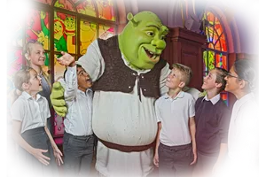 Shrek with students