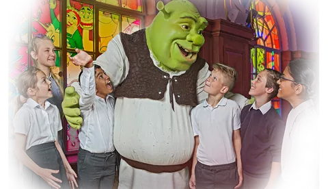 Shrek with students