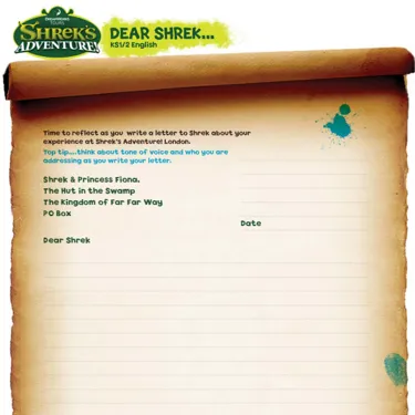 Dear Shrek worksheet