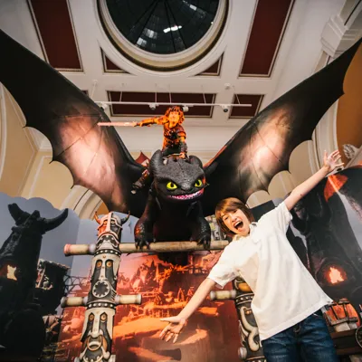 17 James Jefferson, Age 10 Enjoys The How To Train Your Dragon Experience In Shrek's Adventure London